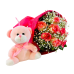 Λούτρινο αρκουδάκι και ανθοδέσμη με 11 ροζ τριαντάφυλλα